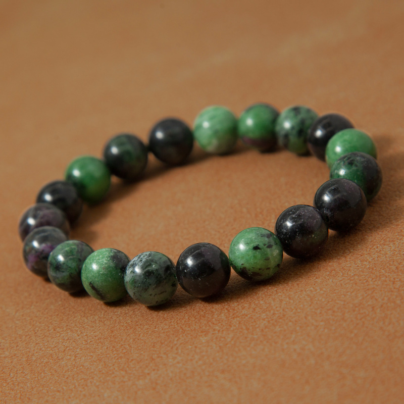 Ruby Zoisite Bracelet for Women Natural Gemstone Round Stone Crystal Beads for Beaded Elastic Bracelet