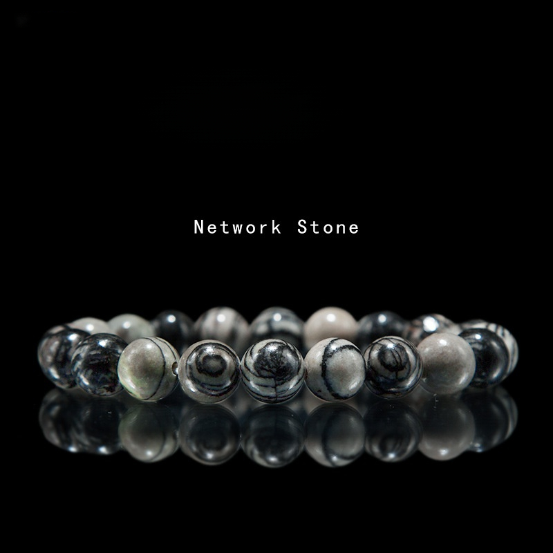 Network Stone Bracelet for Women Natural Gemstone Round Stone Crystal Beads for Beaded Elastic Bracelet
