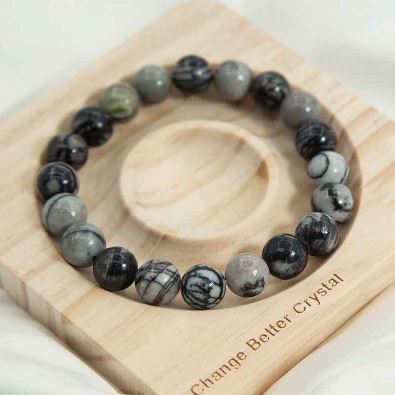 Network Stone Bracelet for Women Natural Gemstone Round Stone Crystal Beads for Beaded Elastic Bracelet