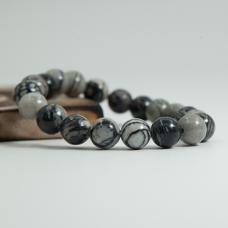 Network Stone Bracelet for Women Natural Gemstone Round Stone Crystal Beads for Beaded Elastic Bracelet