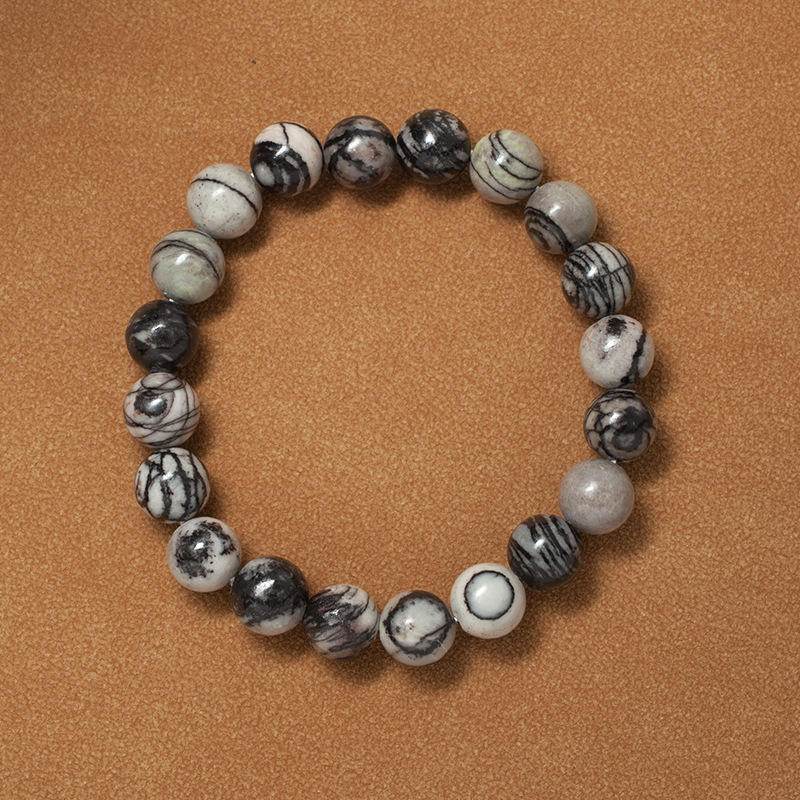 Network Stone Bracelet for Women Natural Gemstone Round Stone Crystal Beads for Beaded Elastic Bracelet