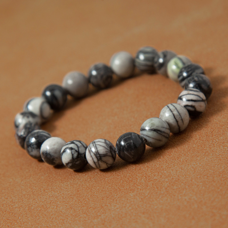 Network Stone Bracelet for Women Natural Gemstone Round Stone Crystal Beads for Beaded Elastic Bracelet