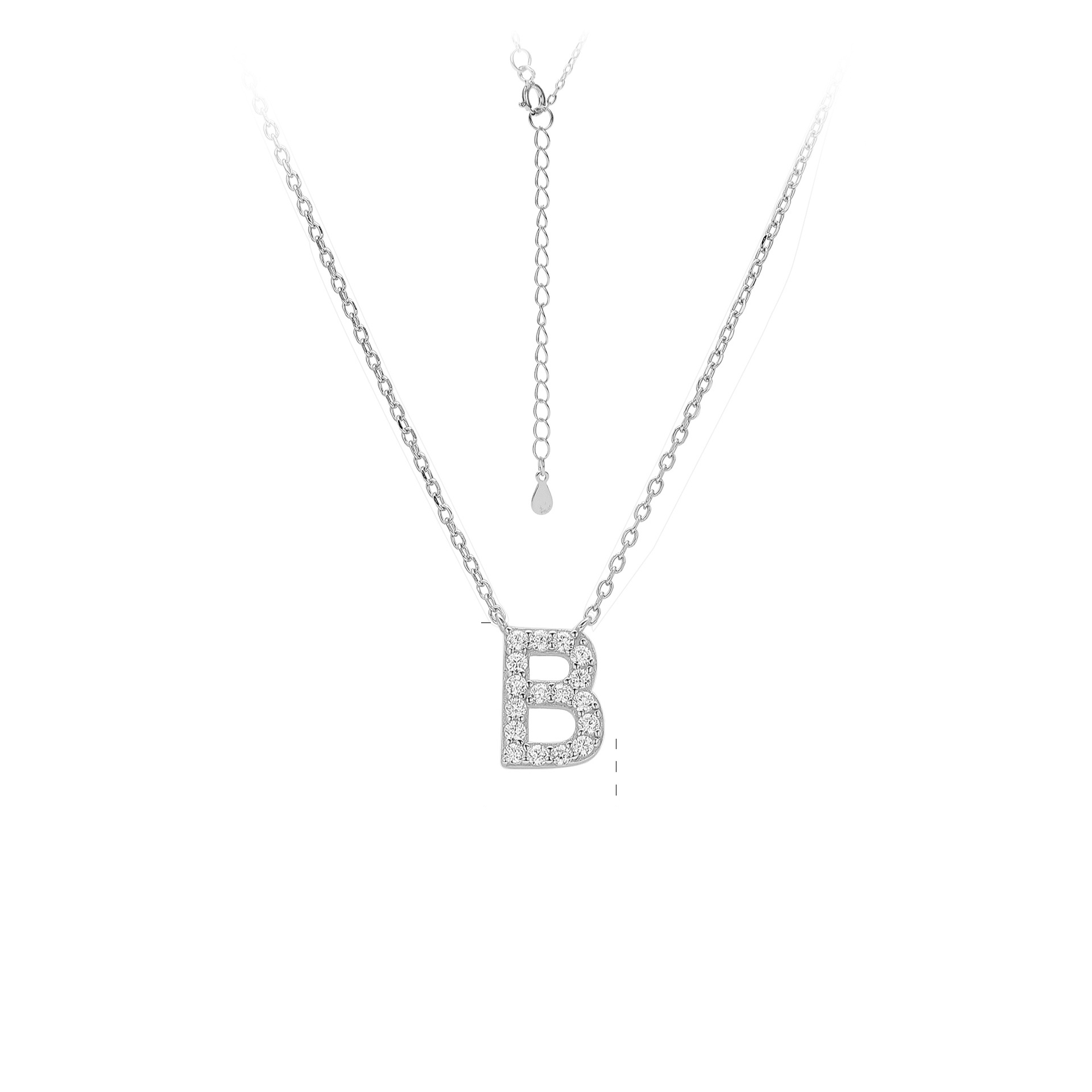 Dainty Initial Necklace S925 Sterling Silver Letter Pendant Necklace with Cubic Zirconia for Women