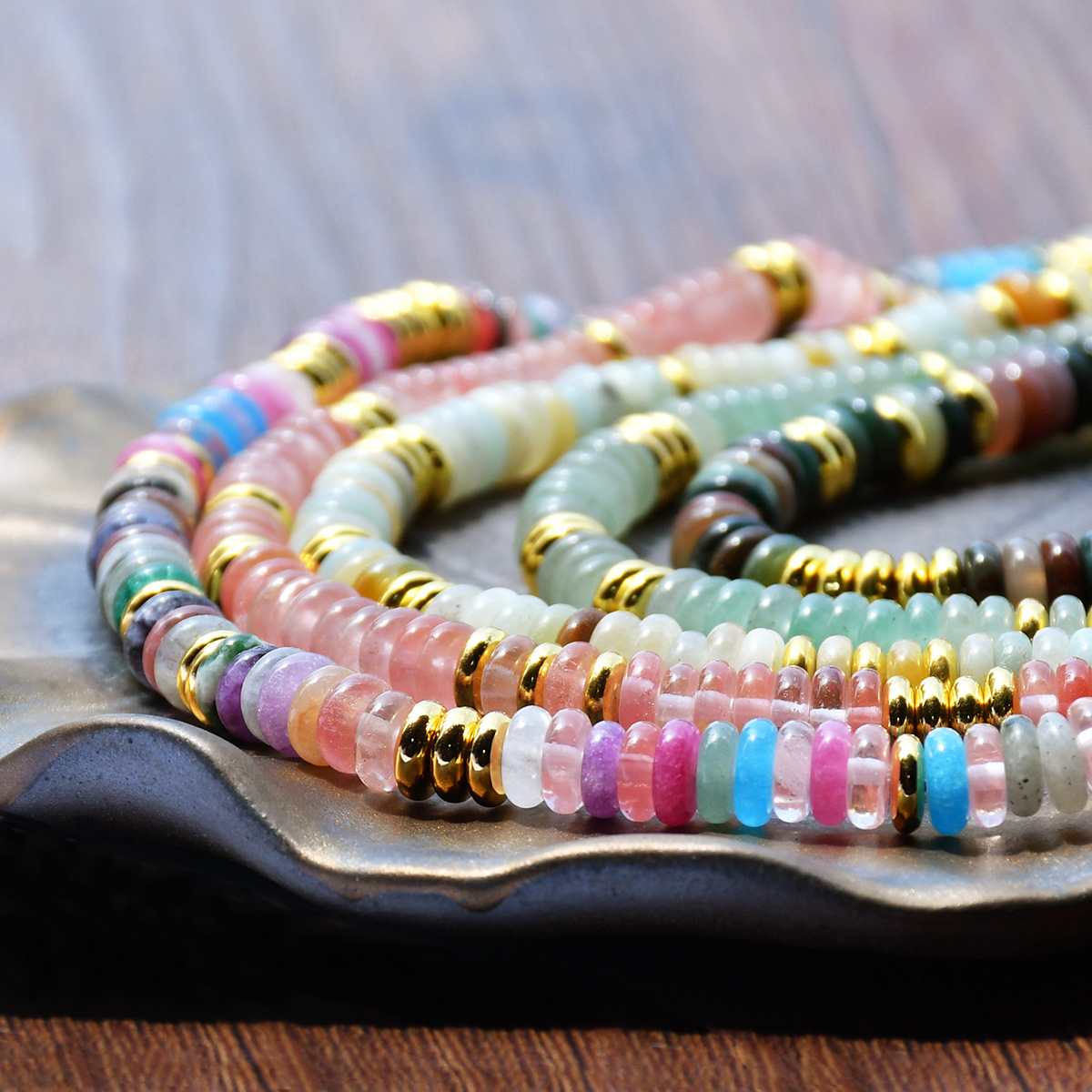 Healing Crystal Necklace for Women Natural Stone Beaded Stretch Necklace Handmade Gemstone Reiki Spiritual Jewelry Gifts