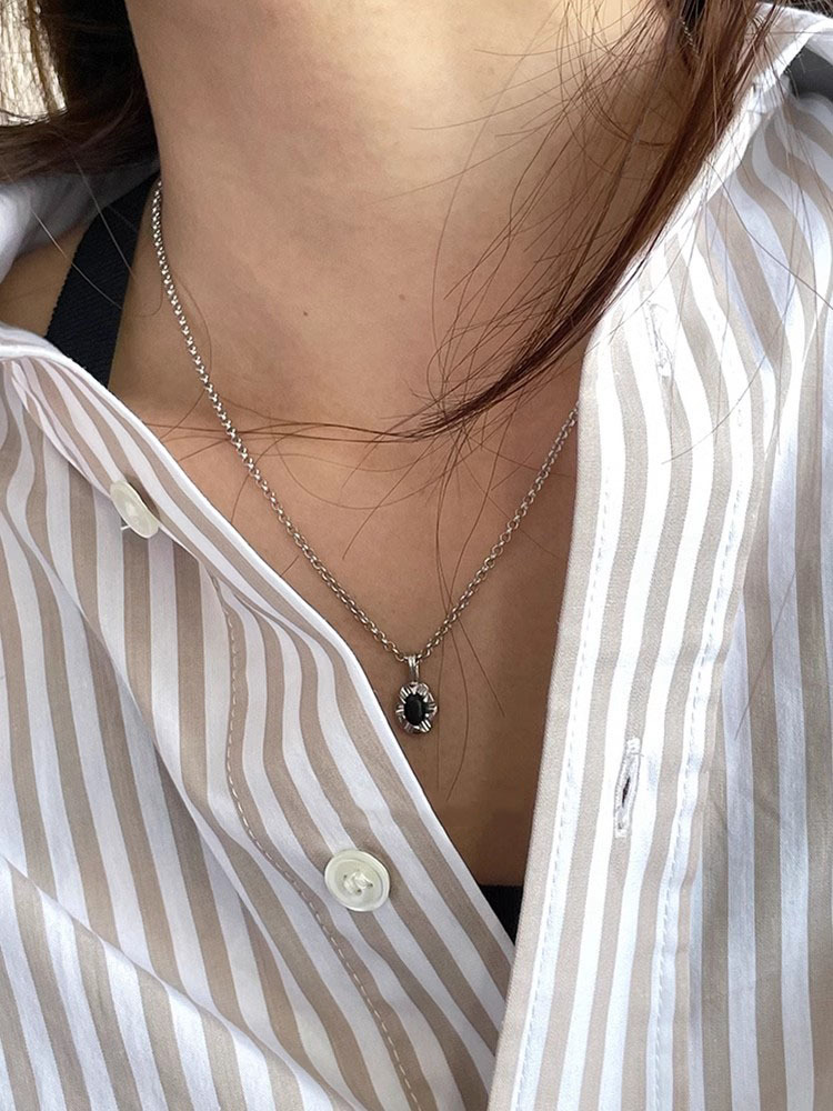 #201 Silver Necklace925 Sterling Silver Pendant Necklace with Cubic Zirconia