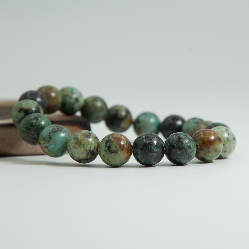 African Turquoise Bracelet for Women Natural Gemstone Round Stone Crystal Beads for Beaded Elastic Bracelet