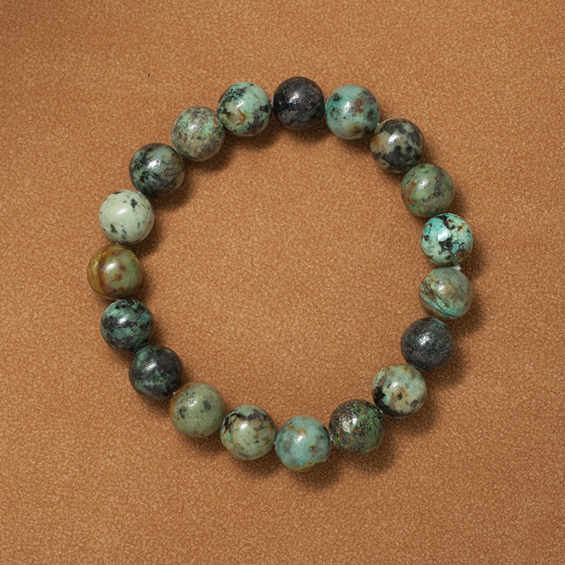 African Turquoise Bracelet for Women Natural Gemstone Round Stone Crystal Beads for Beaded Elastic Bracelet