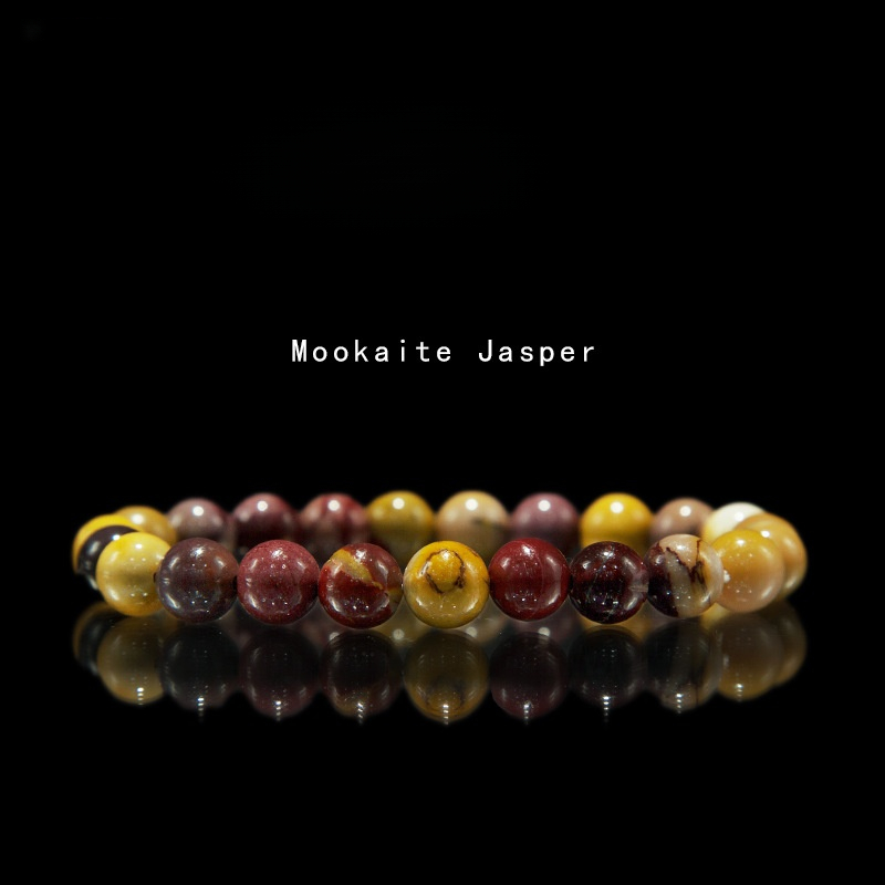 Mookaite Jasper Bracelet for Women Natural Gemstone Round Stone Crystal Beads for Beaded Elastic Bracelet