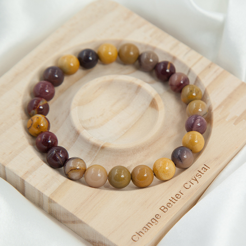 Mookaite Jasper Bracelet for Women Natural Gemstone Round Stone Crystal Beads for Beaded Elastic Bracelet