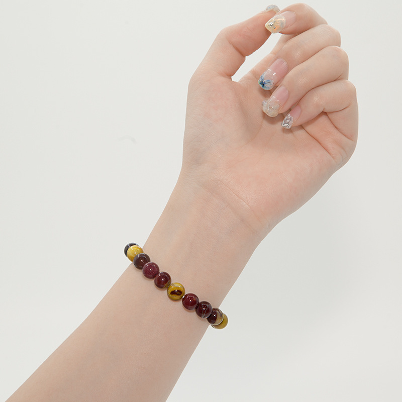Mookaite Jasper Bracelet for Women Natural Gemstone Round Stone Crystal Beads for Beaded Elastic Bracelet