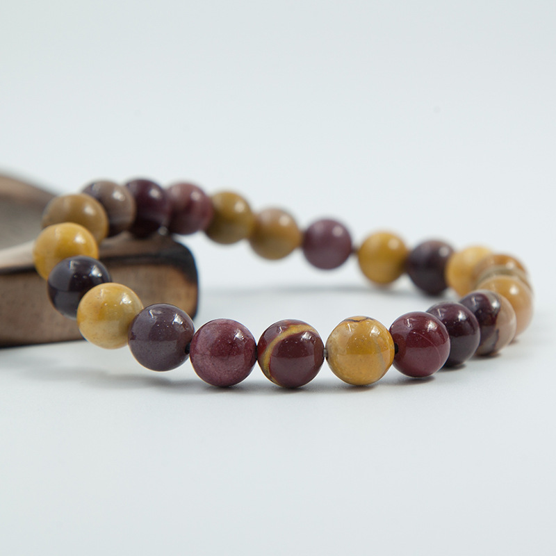 Mookaite Jasper Bracelet for Women Natural Gemstone Round Stone Crystal Beads for Beaded Elastic Bracelet