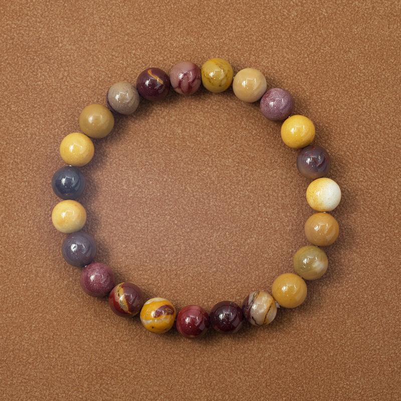Mookaite Jasper Bracelet for Women Natural Gemstone Round Stone Crystal Beads for Beaded Elastic Bracelet