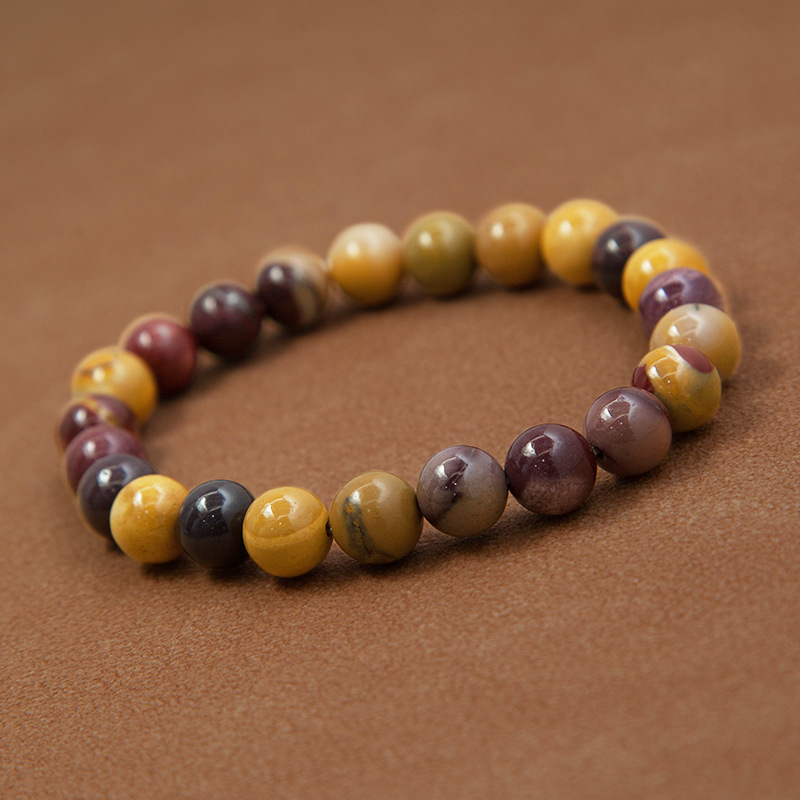 Mookaite Jasper Bracelet for Women Natural Gemstone Round Stone Crystal Beads for Beaded Elastic Bracelet