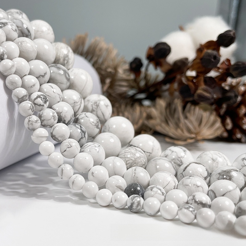 Natural Howlite Round Loose Semi Gemstone Beads for Jewelry Making