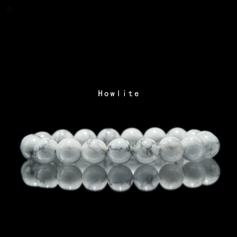 Howlite Bracelet for Women Natural Gemstone Round Stone Crystal Beads for Beaded Elastic Bracelet