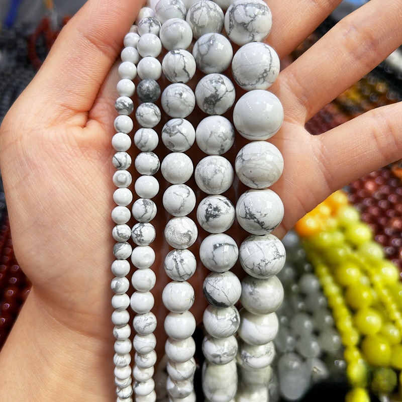 Natural Howlite Round Loose Semi Gemstone Beads for Jewelry Making