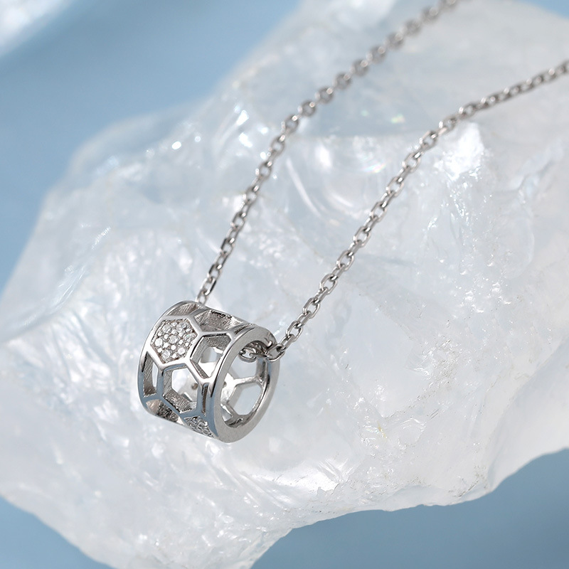 S925 Sterling Silver Pendant Necklace with Cubic Zirconia Casual Style