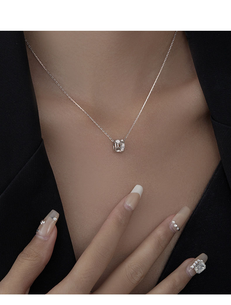 S925 Sterling Silver Pendant Necklace with Cubic Zirconia Casual Style