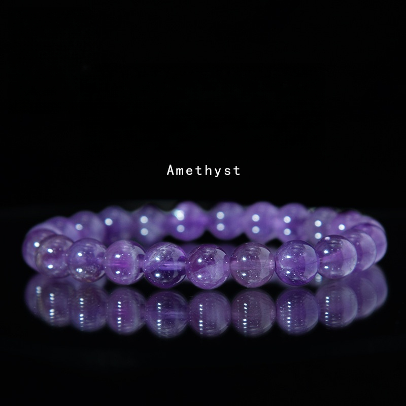 Amethyst Bracelet for Women Natural Gemstone Round Stone Crystal Beads for Beaded Elastic Bracelet