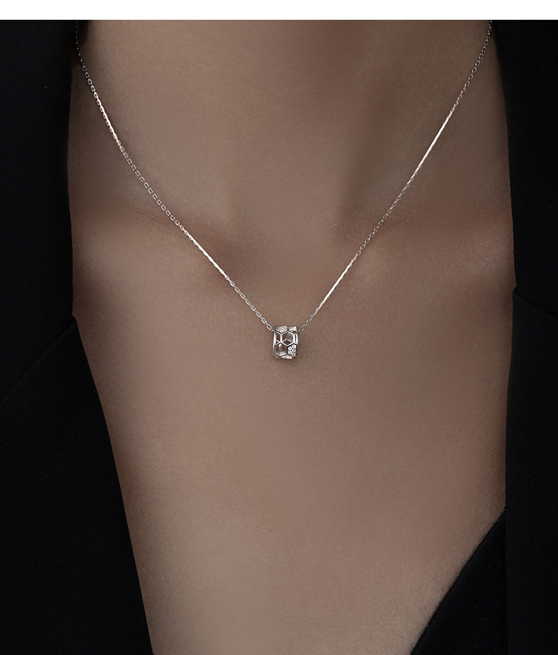 S925 Sterling Silver Pendant Necklace with Cubic Zirconia Casual Style