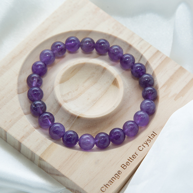 Amethyst Bracelet for Women Natural Gemstone Round Stone Crystal Beads for Beaded Elastic Bracelet