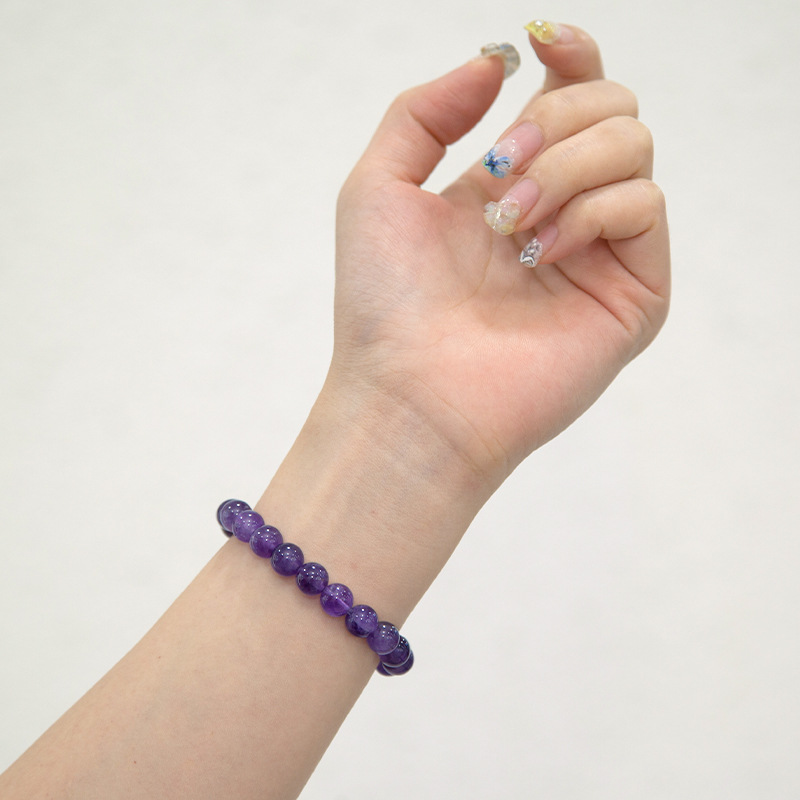 Amethyst Bracelet for Women Natural Gemstone Round Stone Crystal Beads for Beaded Elastic Bracelet