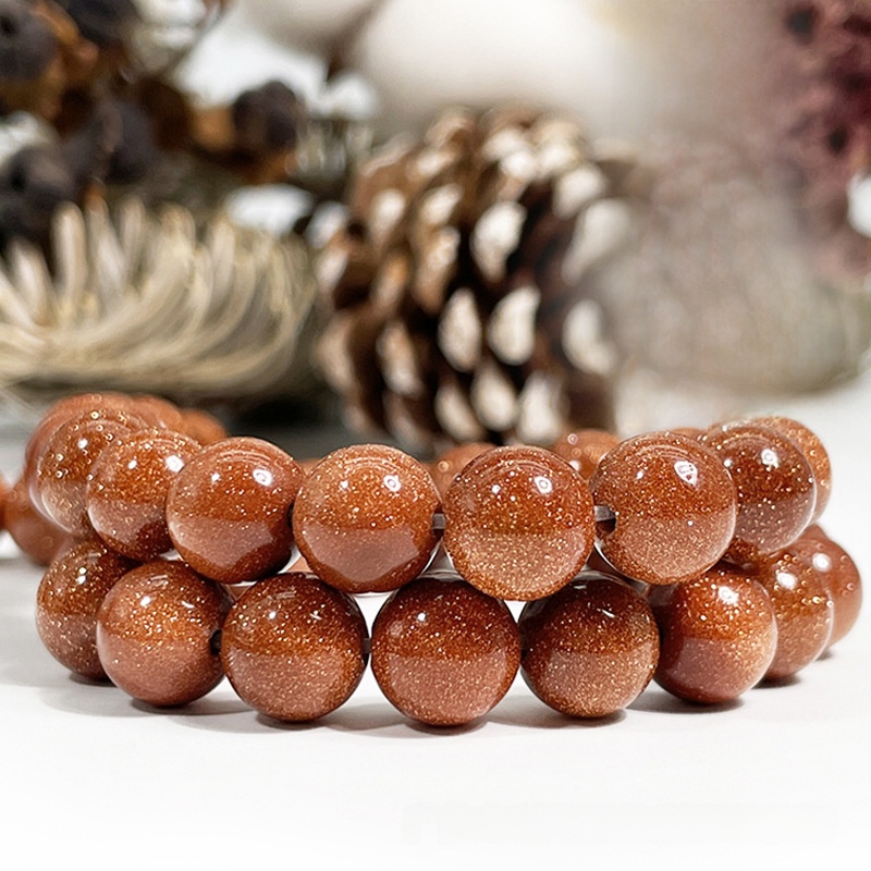 Natural Gold Sand Stone Round Loose Semi Gemstone Beads for Jewelry Making