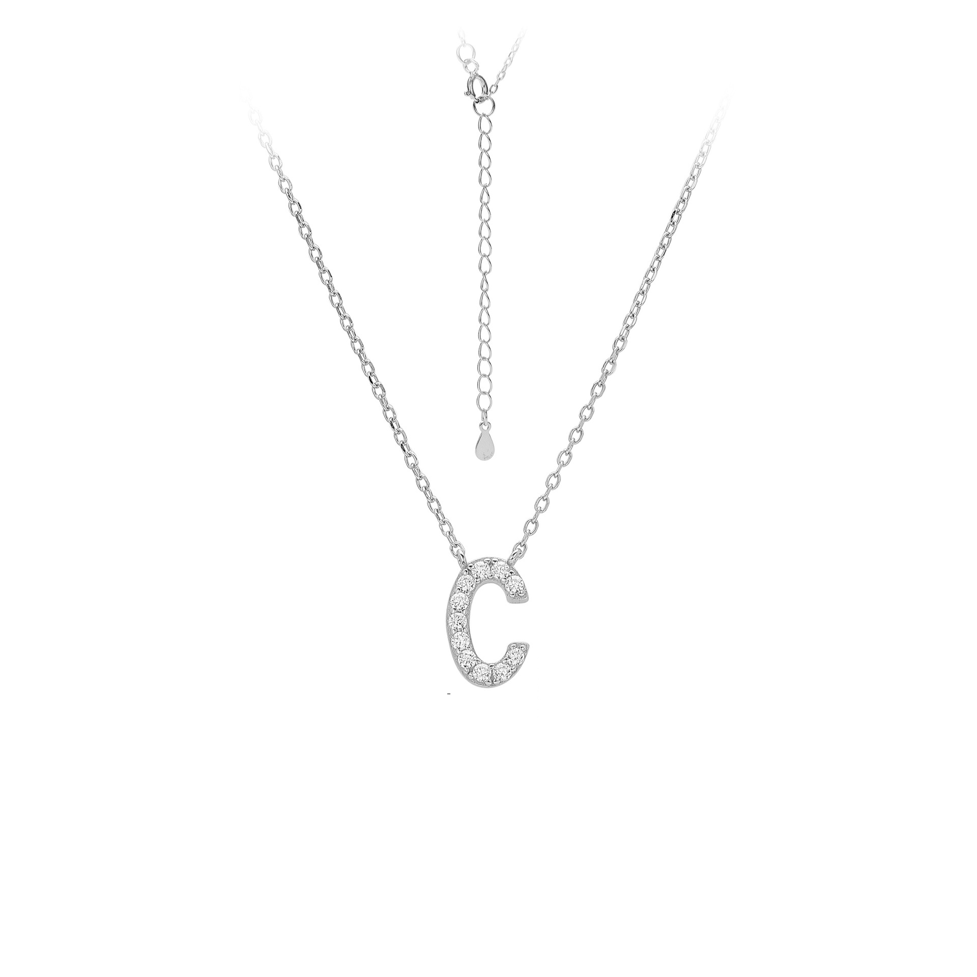 Dainty Initial Necklace S925 Sterling Silver Letter Pendant Necklace with Cubic Zirconia for Women