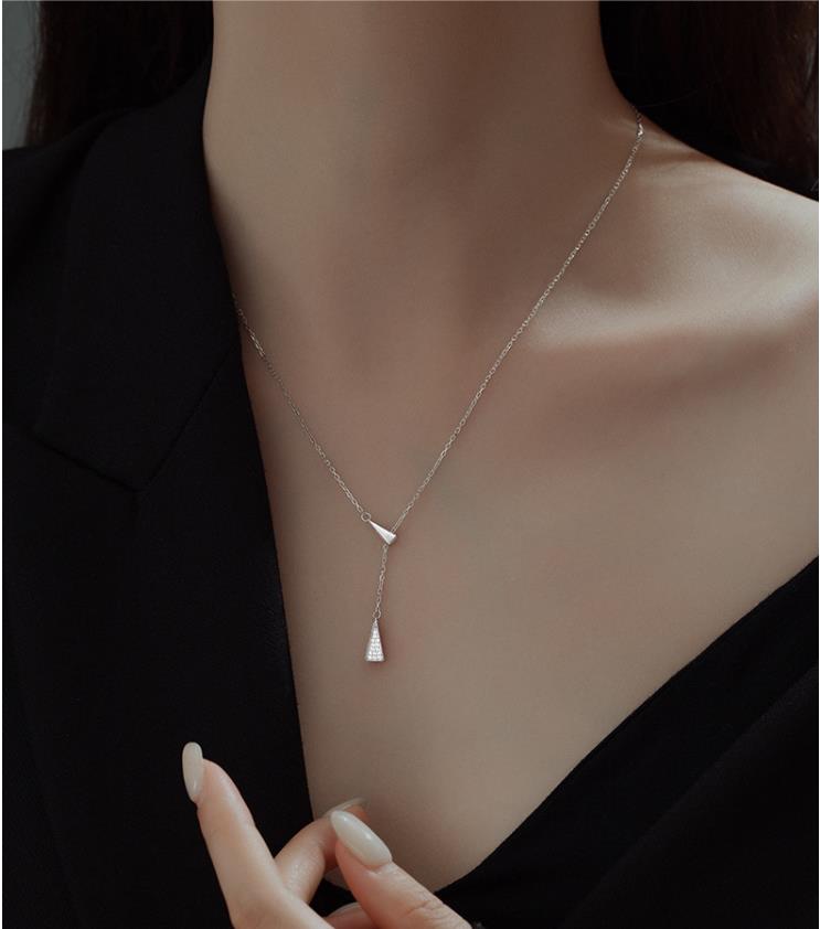 #246 925 Sterling Silver Pendant  Necklace with Cubic Zirconia Unique Casual Design for women