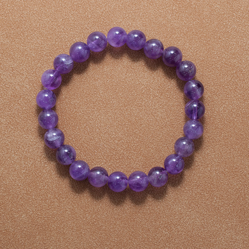 Amethyst Bracelet for Women Natural Gemstone Round Stone Crystal Beads for Beaded Elastic Bracelet