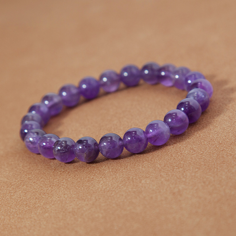 Amethyst Bracelet for Women Natural Gemstone Round Stone Crystal Beads for Beaded Elastic Bracelet