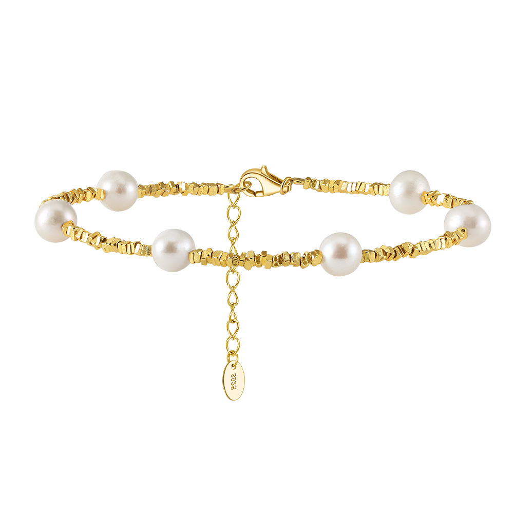S925 Sterling Silver Bracelet with Freshwater Pearl for Woment