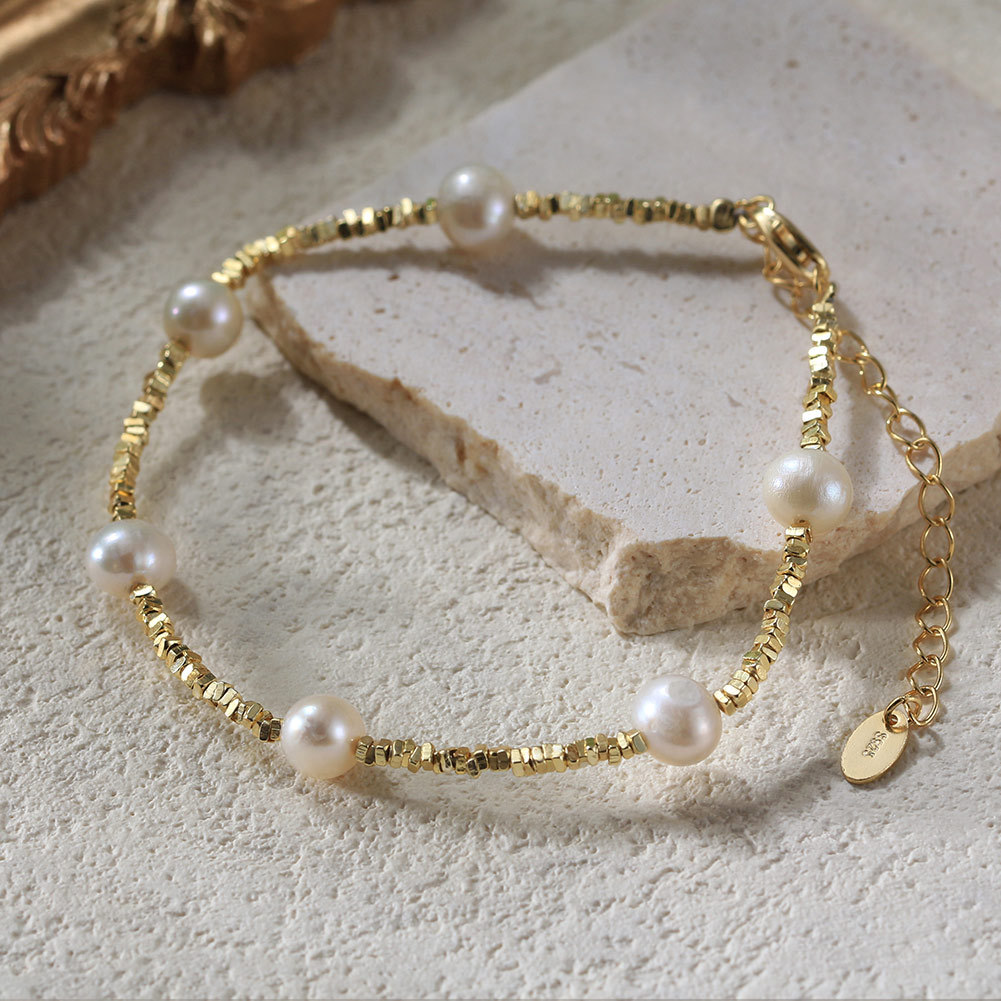 S925 Sterling Silver Bracelet with Freshwater Pearl for Woment