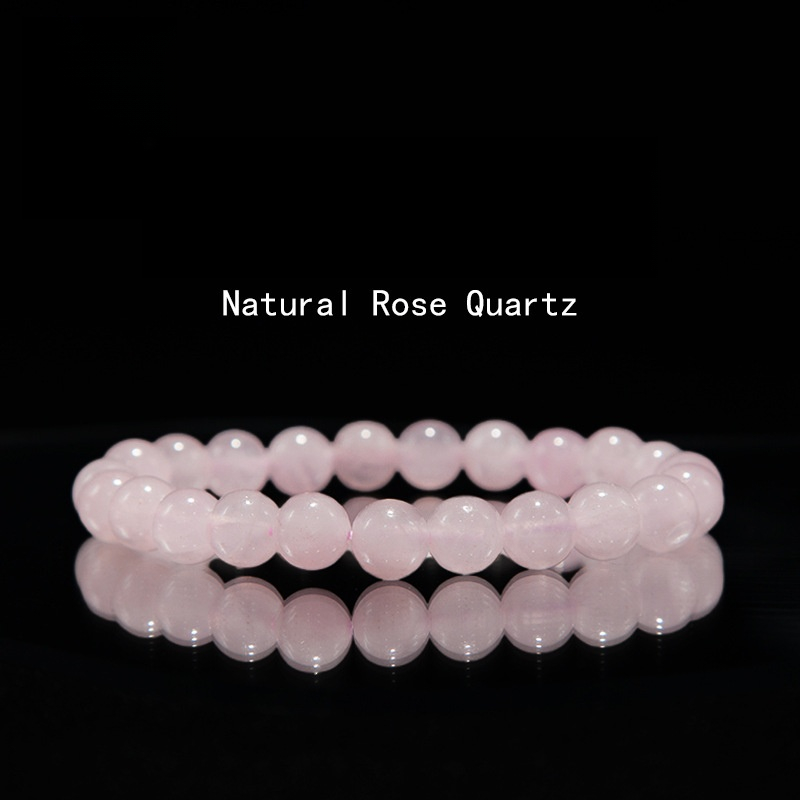 Pink rose quartz Bracelet for Women Natural Gemstone Round Stone Crystal Beads for Beaded Elastic Bracelet