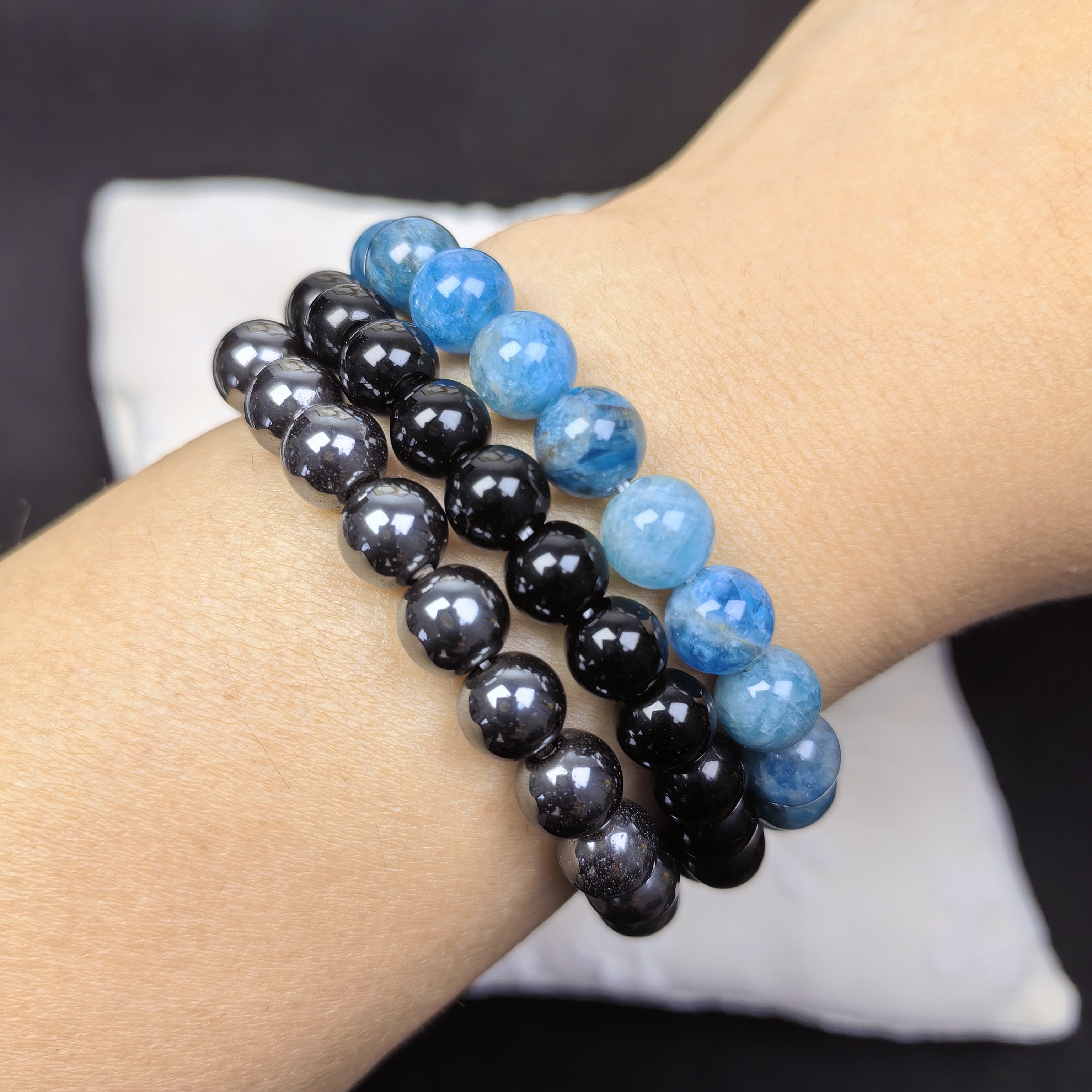 3pcs/set Healing Crystal Bracelets for Women 8mm Tiger Eye Hematite Black Obsidian Natural Stone Beaded Stretch Bracelet Triple Protection Handmade Gemstone Reiki Spiritual Jewelry Gifts
