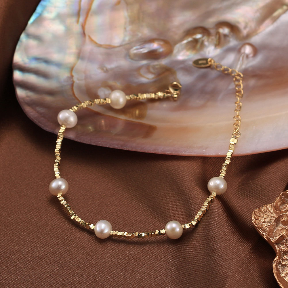 S925 Sterling Silver Bracelet with Freshwater Pearl for Woment