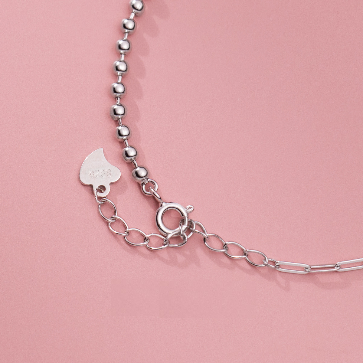 Fashion S925 Sterling Silver Heart Bracelet Jewelry Casual Versatile Design for Women