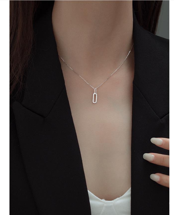 #246 925 Sterling Silver Pendant  Necklace with Cubic Zirconia Unique Casual Design for women