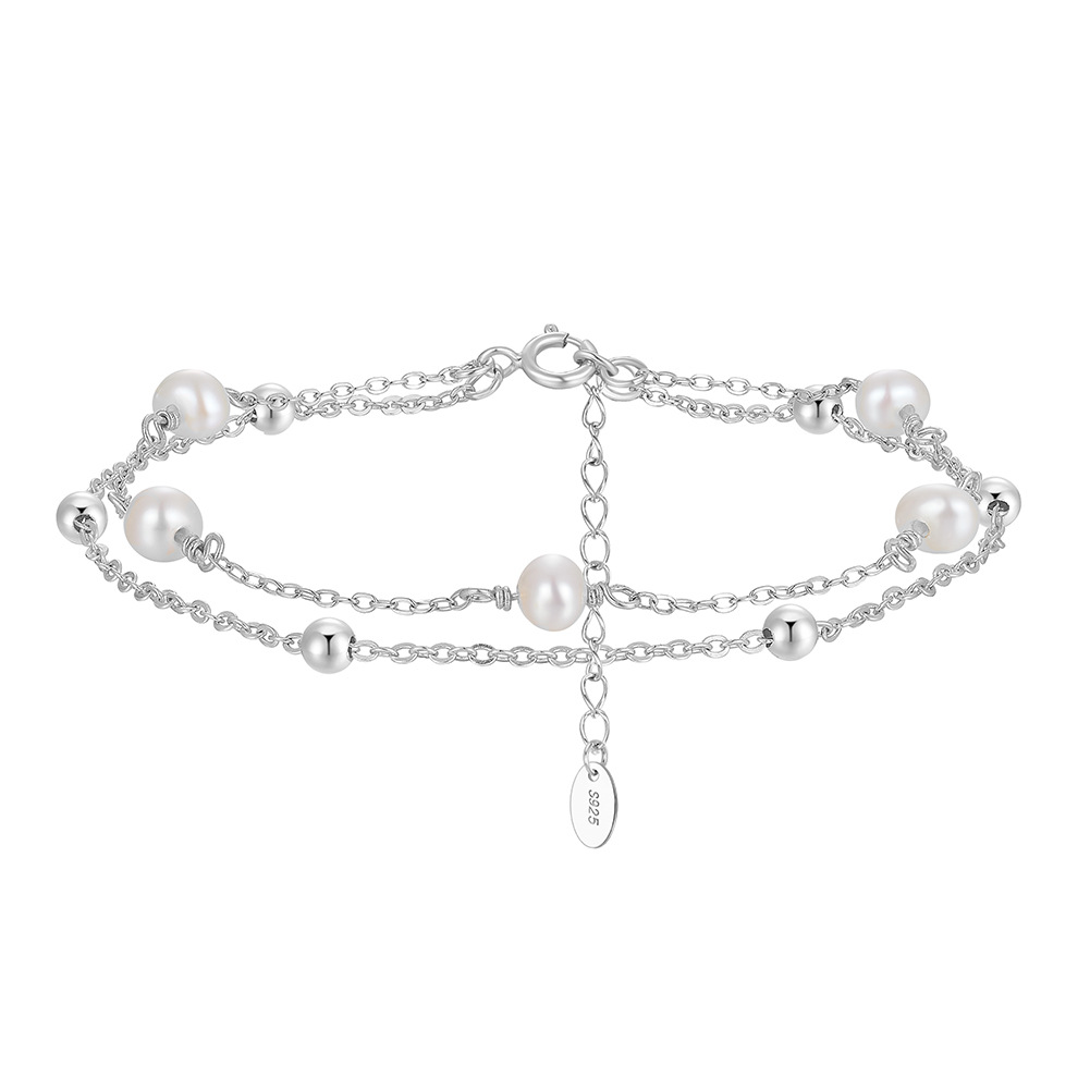S925 Sterling Silver Bracelet with Freshwater Pearl for Woment