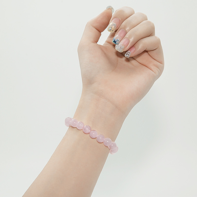 Pink rose quartz Bracelet for Women Natural Gemstone Round Stone Crystal Beads for Beaded Elastic Bracelet