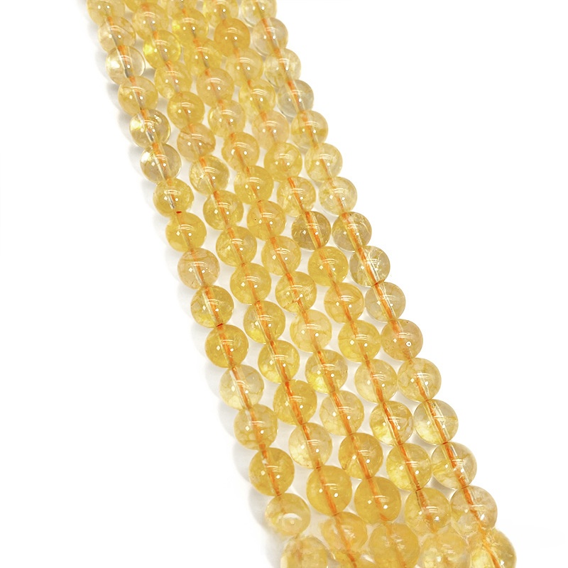 Natural Citrine Crystal Round Loose Semi Gemstone Beads for Jewelry Making