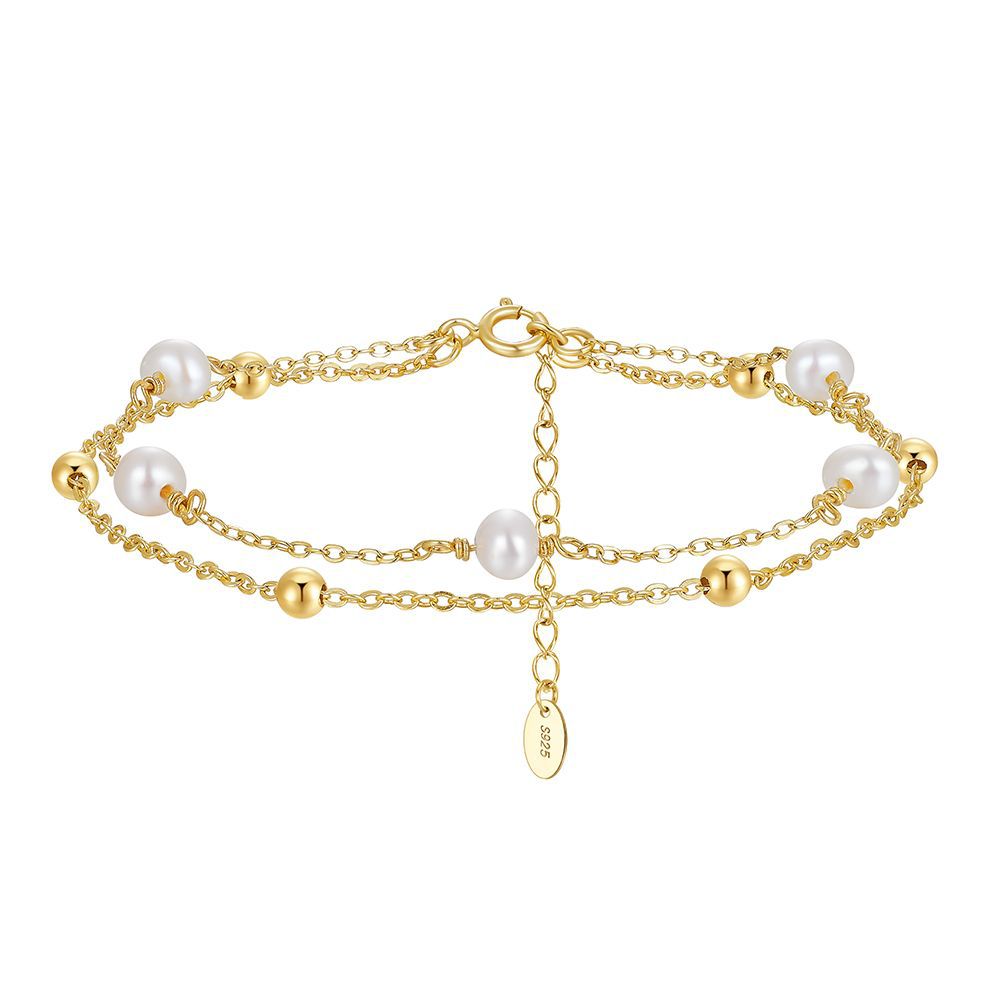 S925 Sterling Silver Bracelet with Freshwater Pearl for Woment