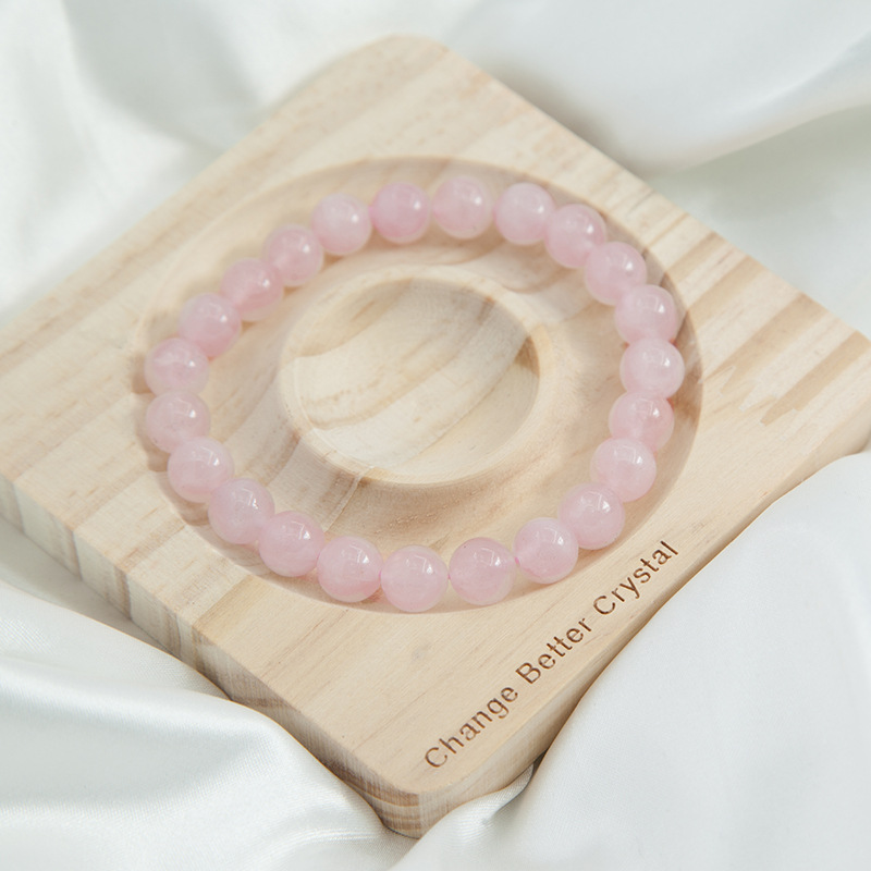 Pink rose quartz Bracelet for Women Natural Gemstone Round Stone Crystal Beads for Beaded Elastic Bracelet