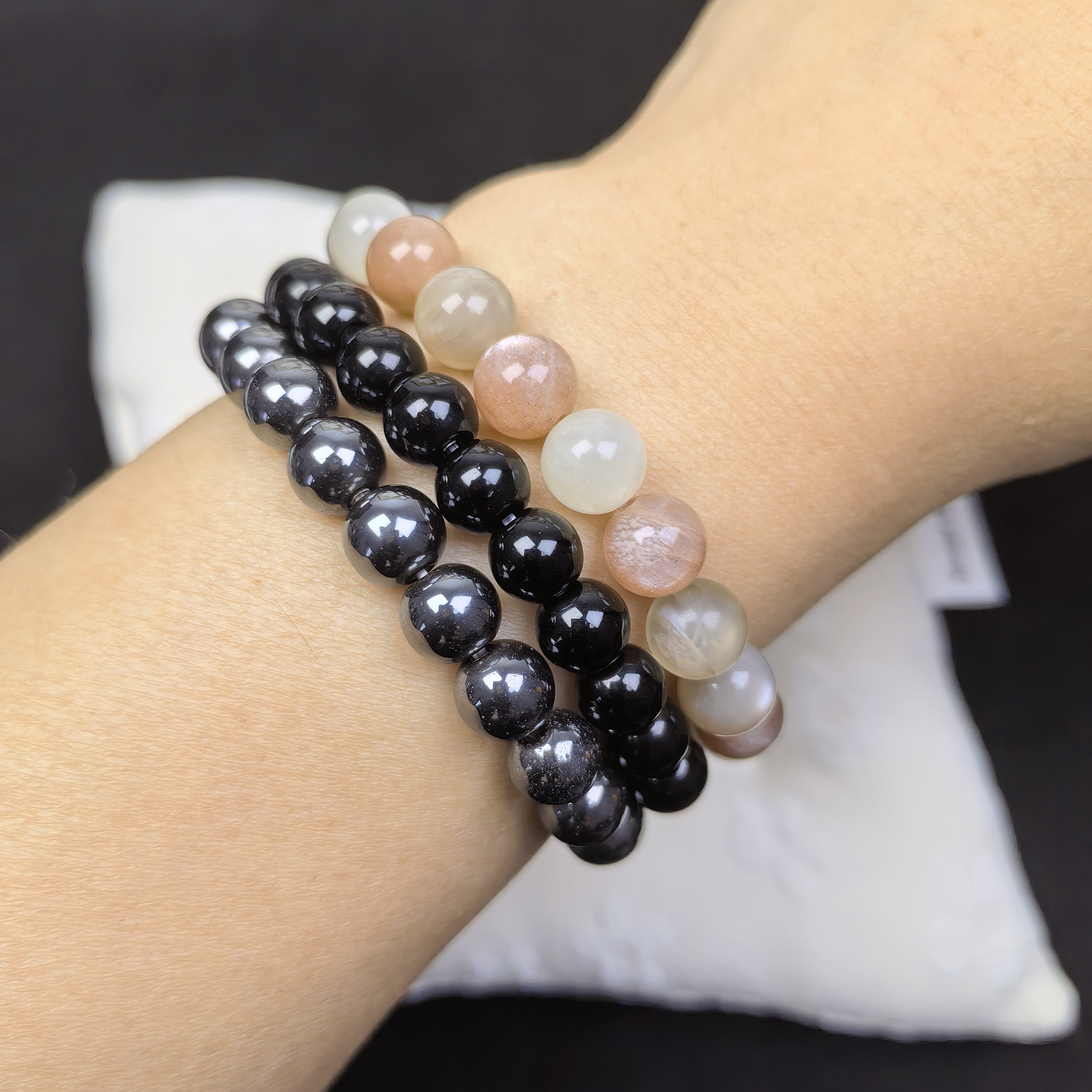 3pcs/set Healing Crystal Bracelets for Women 8mm Tiger Eye Hematite Black Obsidian Natural Stone Beaded Stretch Bracelet Triple Protection Handmade Gemstone Reiki Spiritual Jewelry Gifts