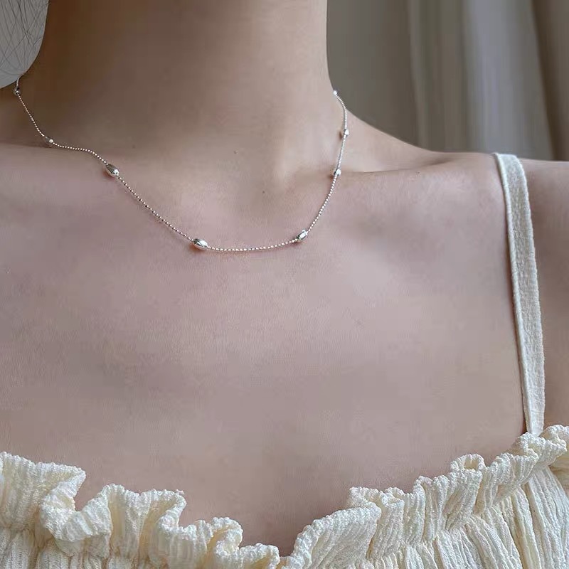 S925 Sterling Silver Pendant Necklace with Silver Bead