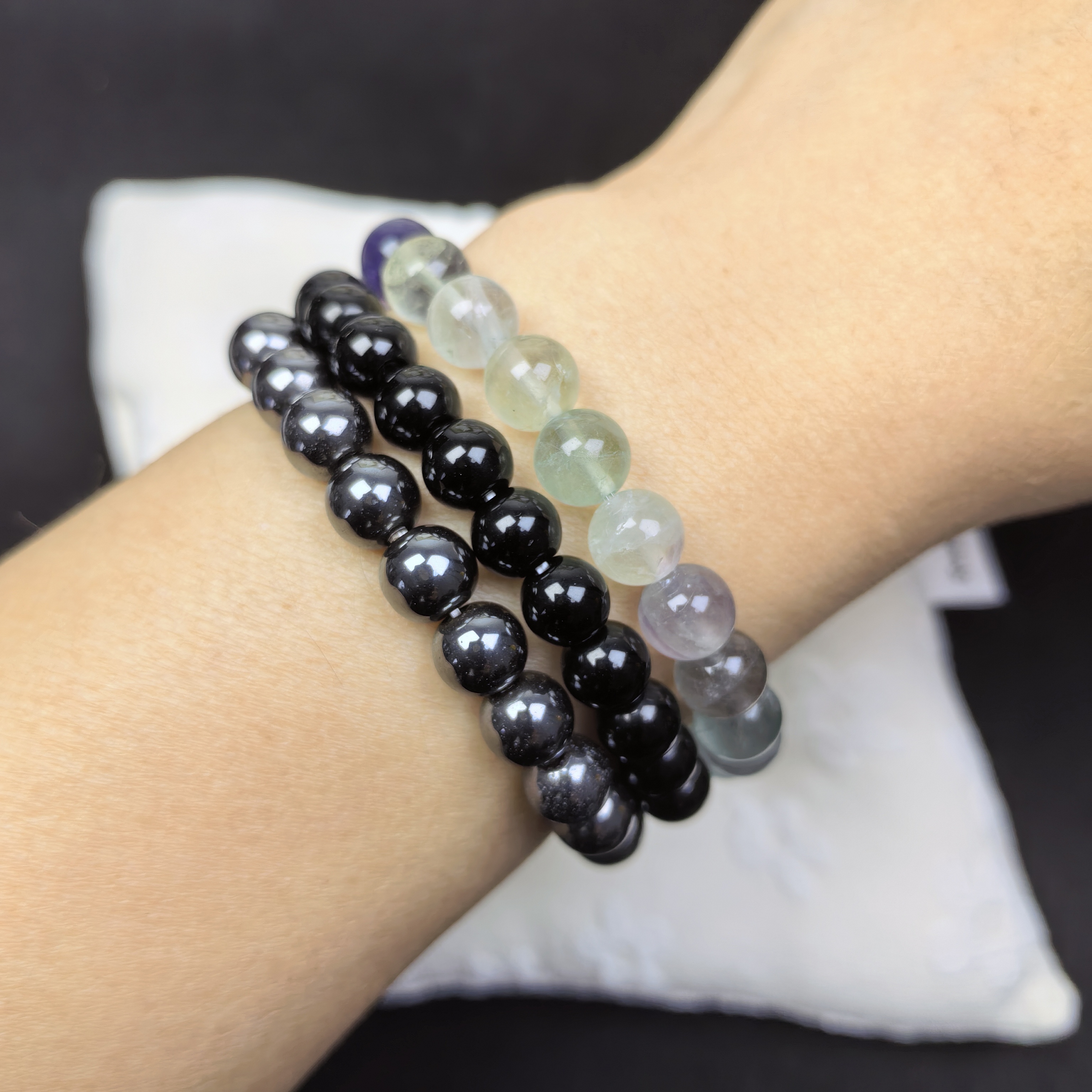 3pcs/set Healing Crystal Bracelets for Women 8mm Tiger Eye Hematite Black Obsidian Natural Stone Beaded Stretch Bracelet Triple Protection Handmade Gemstone Reiki Spiritual Jewelry Gifts