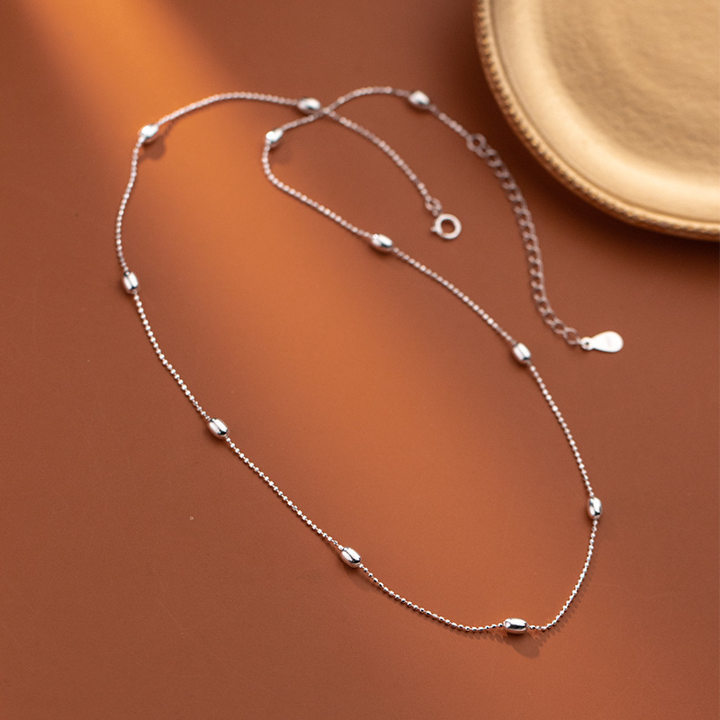 S925 Sterling Silver Pendant Necklace with Silver Bead