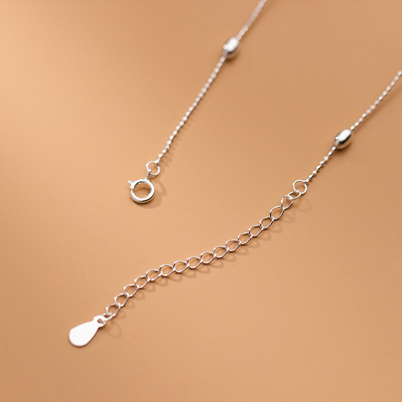 S925 Sterling Silver Pendant Necklace with Silver Bead