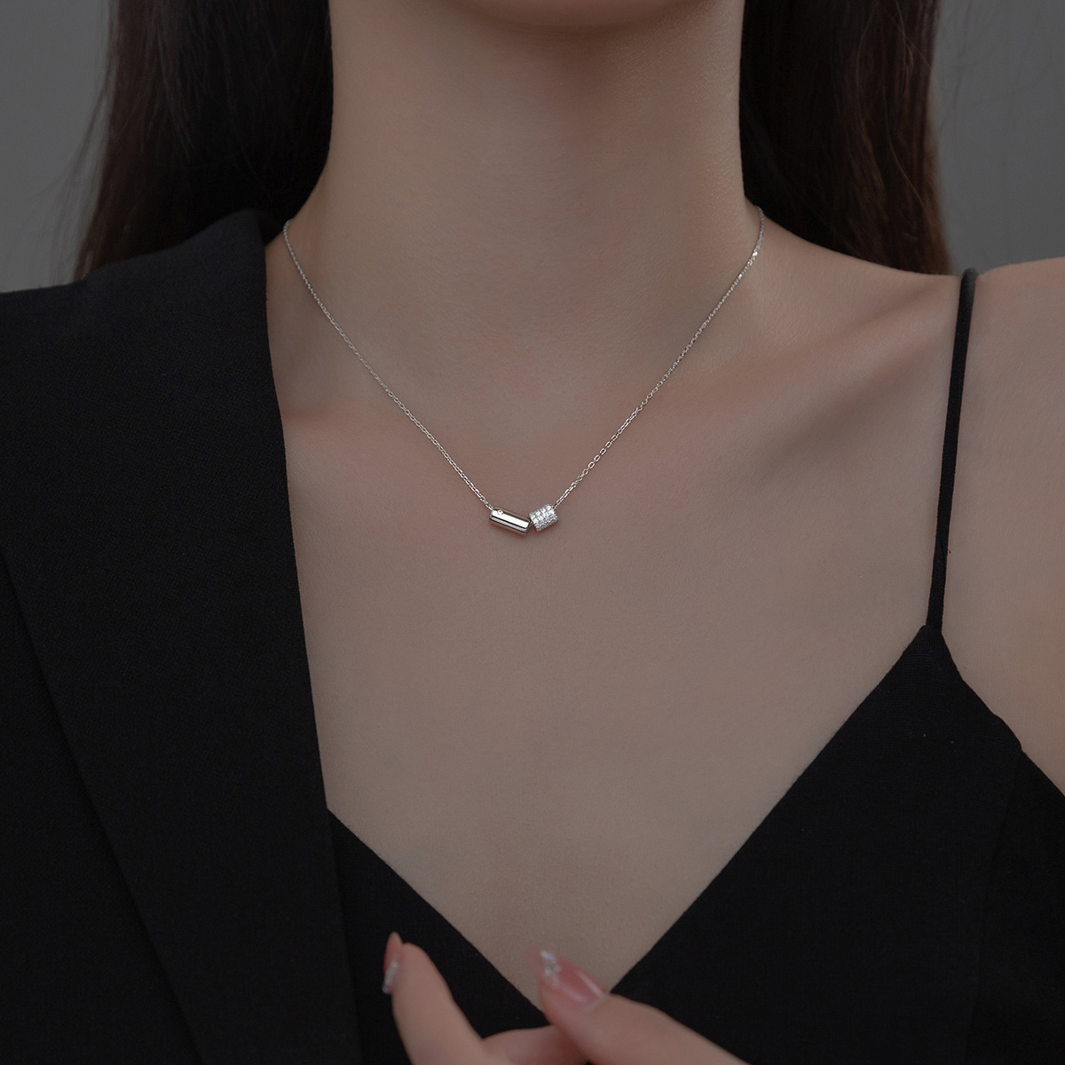 #214 Silver Necklace925 Sterling Silver Necklace Pendant with zircon