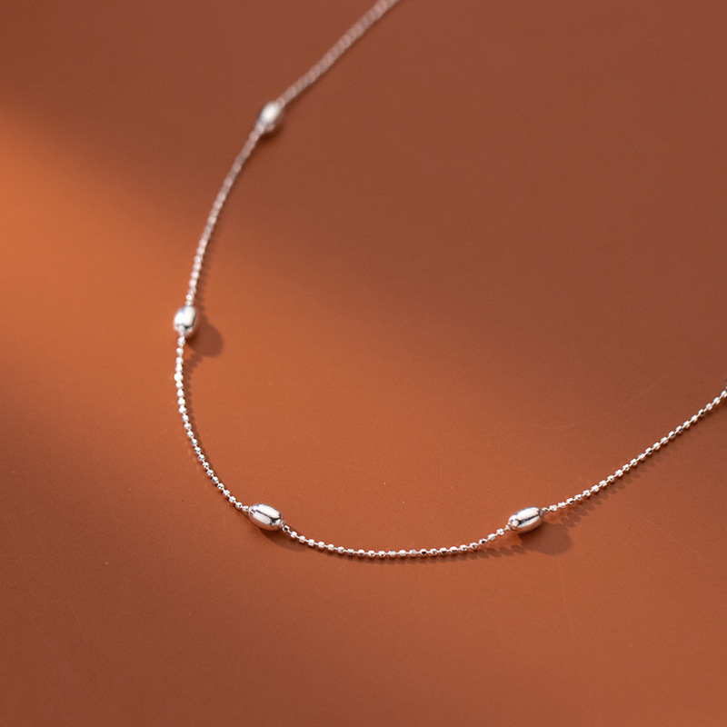 S925 Sterling Silver Pendant Necklace with Silver Bead